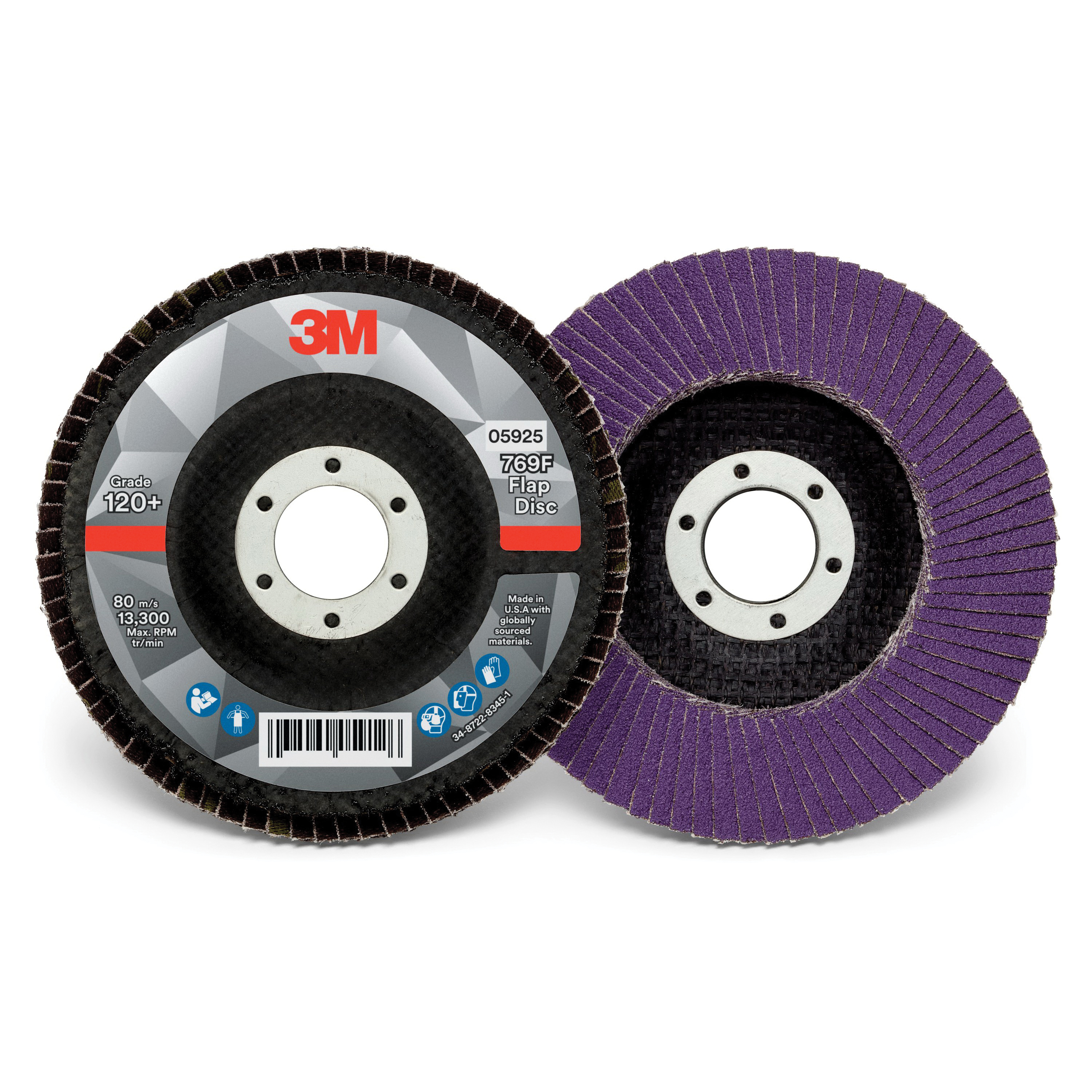 3M 7100178091 769F Type 29 Flap Disc, 4-1/2 in Dia Disc, 7/8 in Center Hole, 120+ Grit, Precision Shaped Ceramic Abrasive, Type 29 Disc - Coated Abrasive Flap Discs