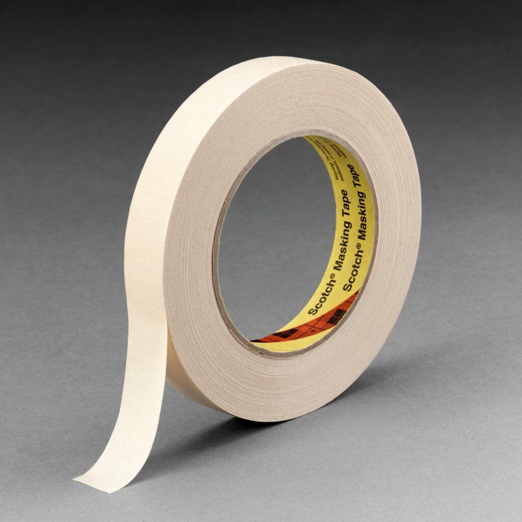3M 7000001265 232 High Performance Adhesive Tape, 55 m L x 24 mm W, 6.3 mil THK, Rubber Adhesive, Crepe Paper Backing - Masking Tapes