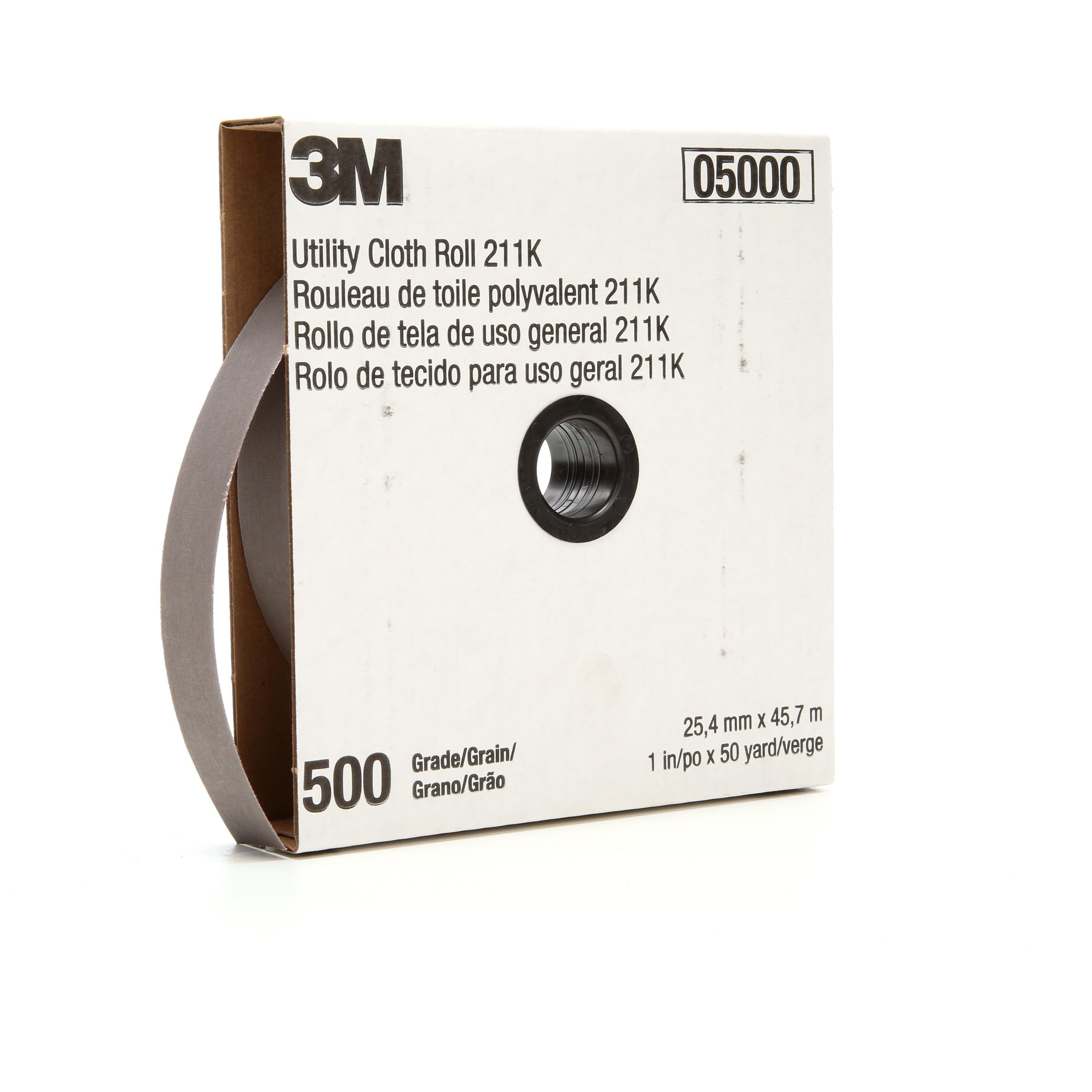 3M 7000118356 Utility Cloth Roll, 50 yd L Roll x 1 in W Roll, 500 Grit, Super Fine Grade, Aluminum Oxide Abrasive, Cloth Backing - Coated Abrasive Rolls