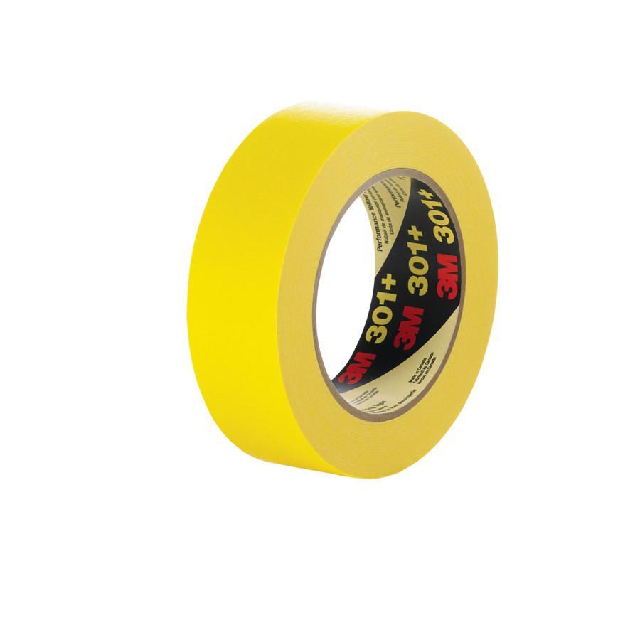 3M 7000124889 301+ Tape, 60.14 yd L 0.94 in W, 6.3 mil THK, Rubber Adhesive, Crepe Paper Backing - Masking Tapes
