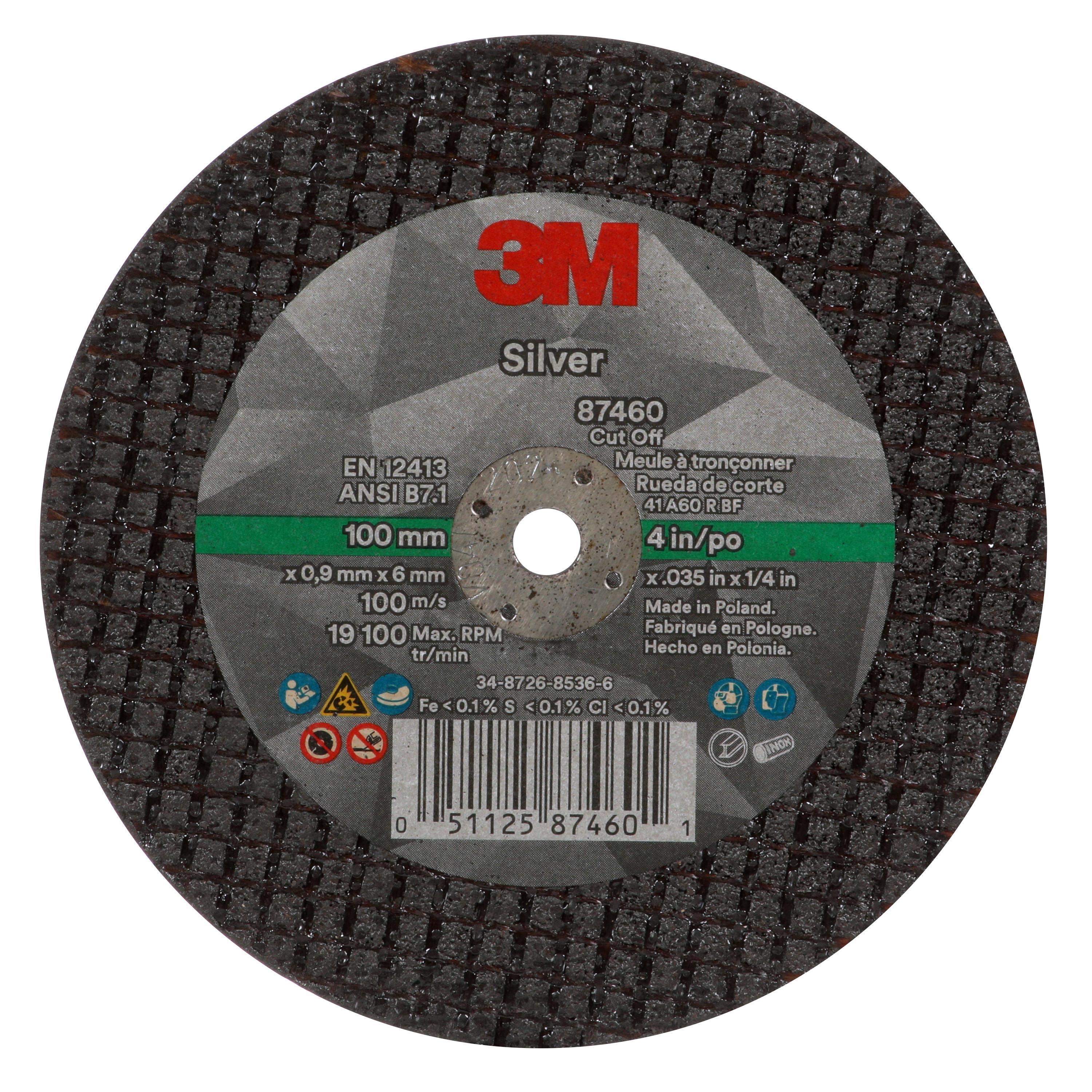 3M 7100139212 Type 1 Abrasive Cut-Off Wheel, 4 in Dia Wheel x 0.035 in THK Wheel, Ceramic Abrasive - Cut-Off Wheels