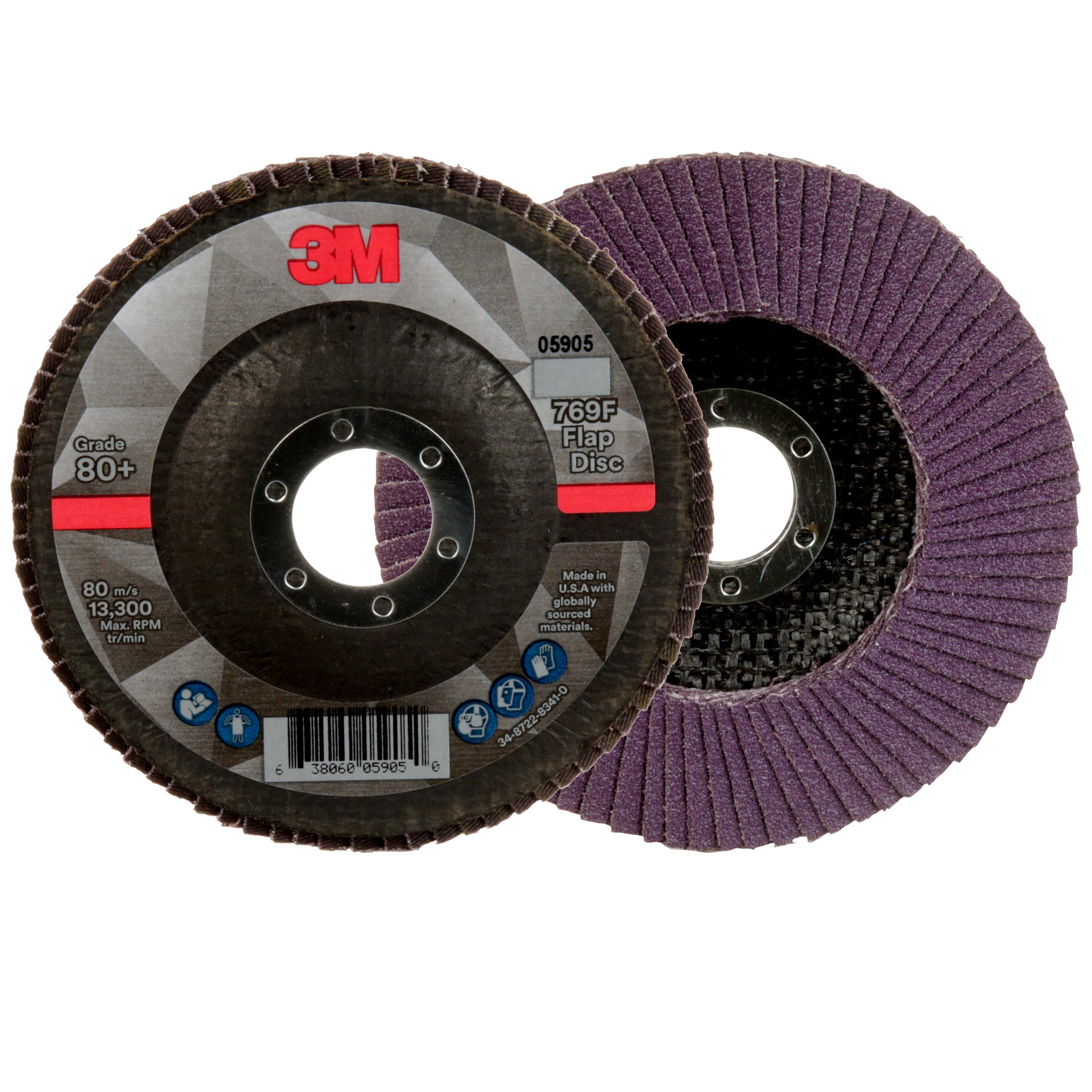 3M 7100178016 769F Type 27 Flap Disc, 4-1/2 in Dia Disc, 7/8 in Center Hole, 80+ Grit, Precision Shaped Ceramic Abrasive, Type 27 Disc - Coated Abrasive Flap Discs