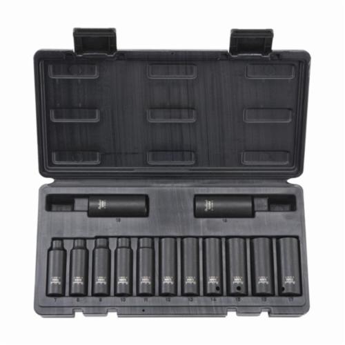 Blackhawk by Proto U-1613MS Impact Socket Set, ASME B107.110:2012, 6 Points, 3/8 in Drive, 13 Pieces, Included Socket Size: 7 to 19 mm, Blow Molded Case Container - Socket Sets