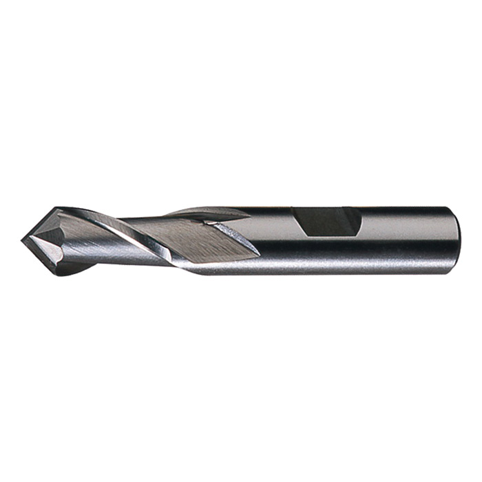 Cleveland C32434 HPDM-2 Center Cutting Single End Drill Mill, 1/2 in Dia, 90 deg Point, 2 Flutes, 1 in L Flute, 1 in L of Cut, 1/2 in Dia Shank, 3 in OAL, Bright - Drill Mills