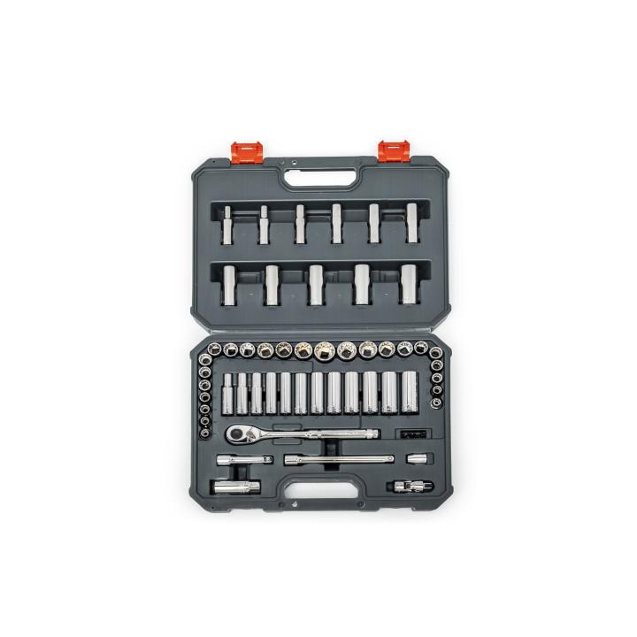 Crescent CSWS10C Mechanics Tool Set, ANSI/ASME, 3/8 in Drive, 57 Pieces, Included Socket Size: Yes, Blow Mold Case Container - Socket Sets