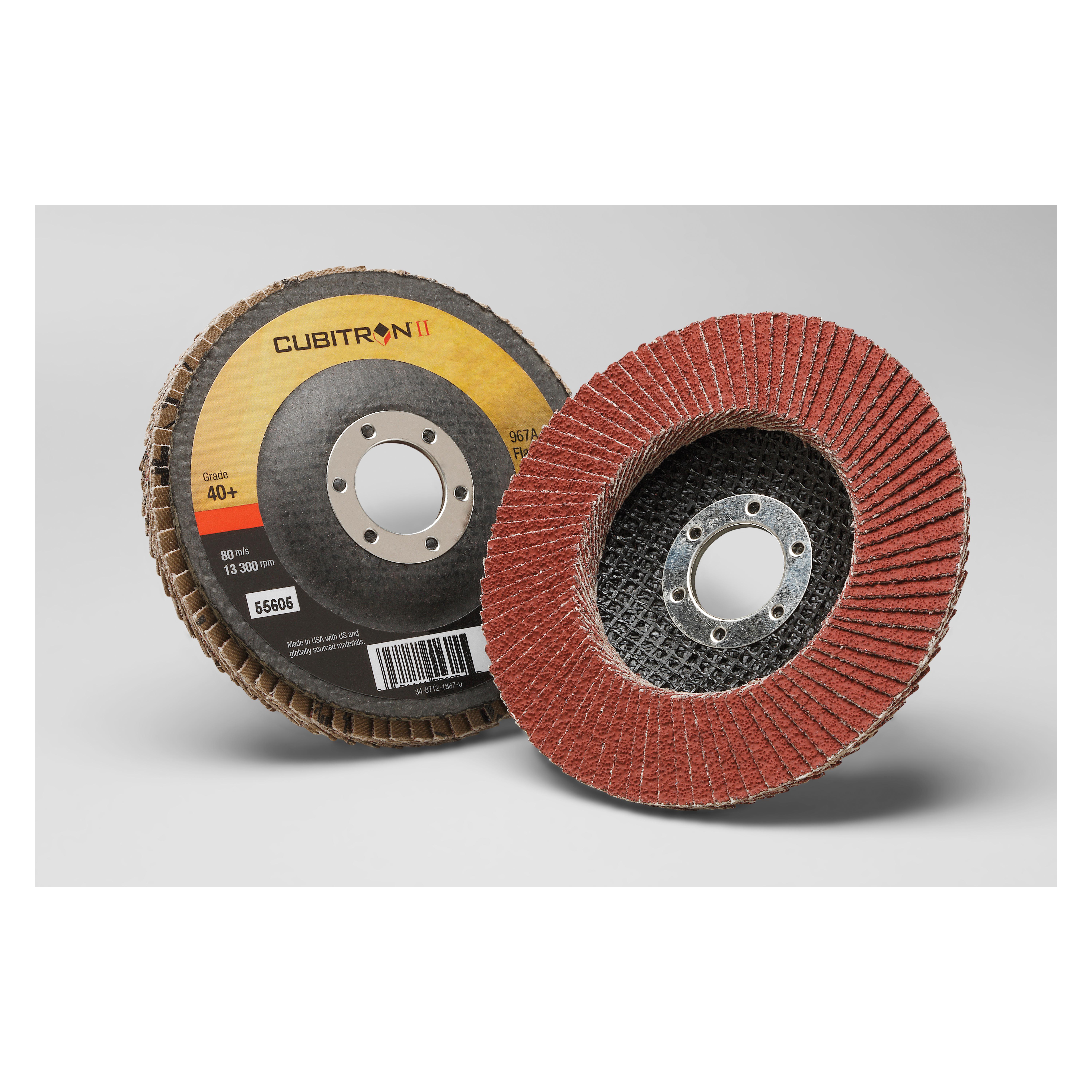 Cubitron II 7000148181 Type 27 Flap Disc, 4-1/2 in Dia Disc, 7/8 in Center Hole, 40+ Grit, Coarse Grade, Precision Shaped Ceramic Abrasive, Type 27 Disc - Coated Abrasive Flap Discs