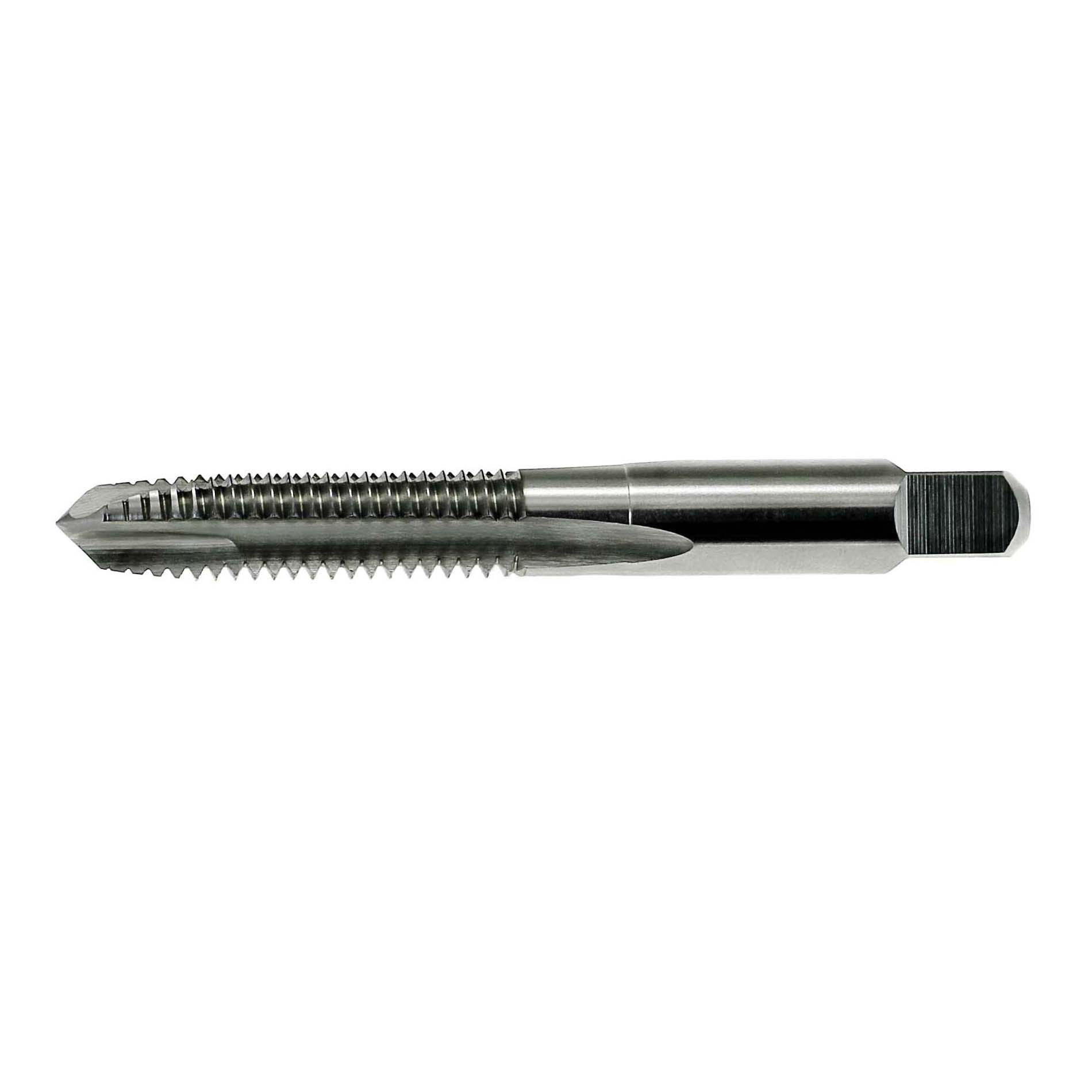 Drillco 285A060A 2850 Spiral Point Tap, Right Hand Cutting, M6x1 Thread, D5 Thread Limit, Plug Chamfer, 2 Flutes, Bright, HSS - Spiral Point Taps