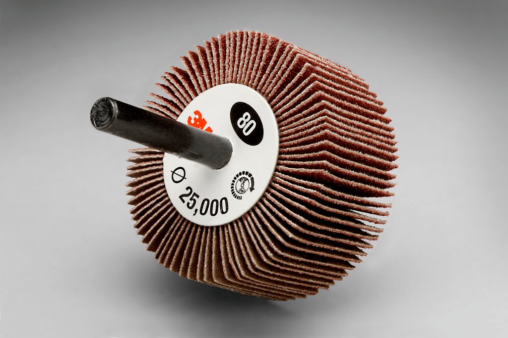 3M 7100178229 Type 83 Mounted Flap Wheel, 2 in Dia Wheel, 1 in W Face, 1/4 in Dia Shank, 60 Grit, Medium Grade, Aluminum Oxide Abrasive - Coated Abrasive Flap Wheels