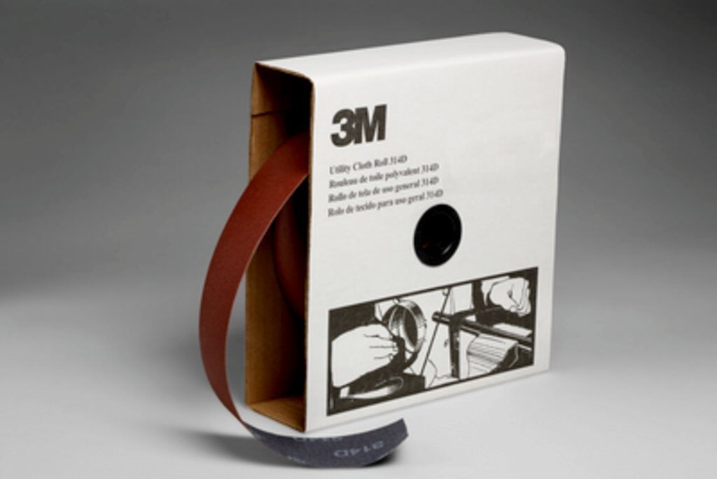 3M 7000118541 314D Utility Cloth Roll, 50 yd L Roll x 2 in W Roll, 120 Grit, Fine Grade, Aluminum Oxide Abrasive, Cloth Backing - Coated Abrasive Rolls