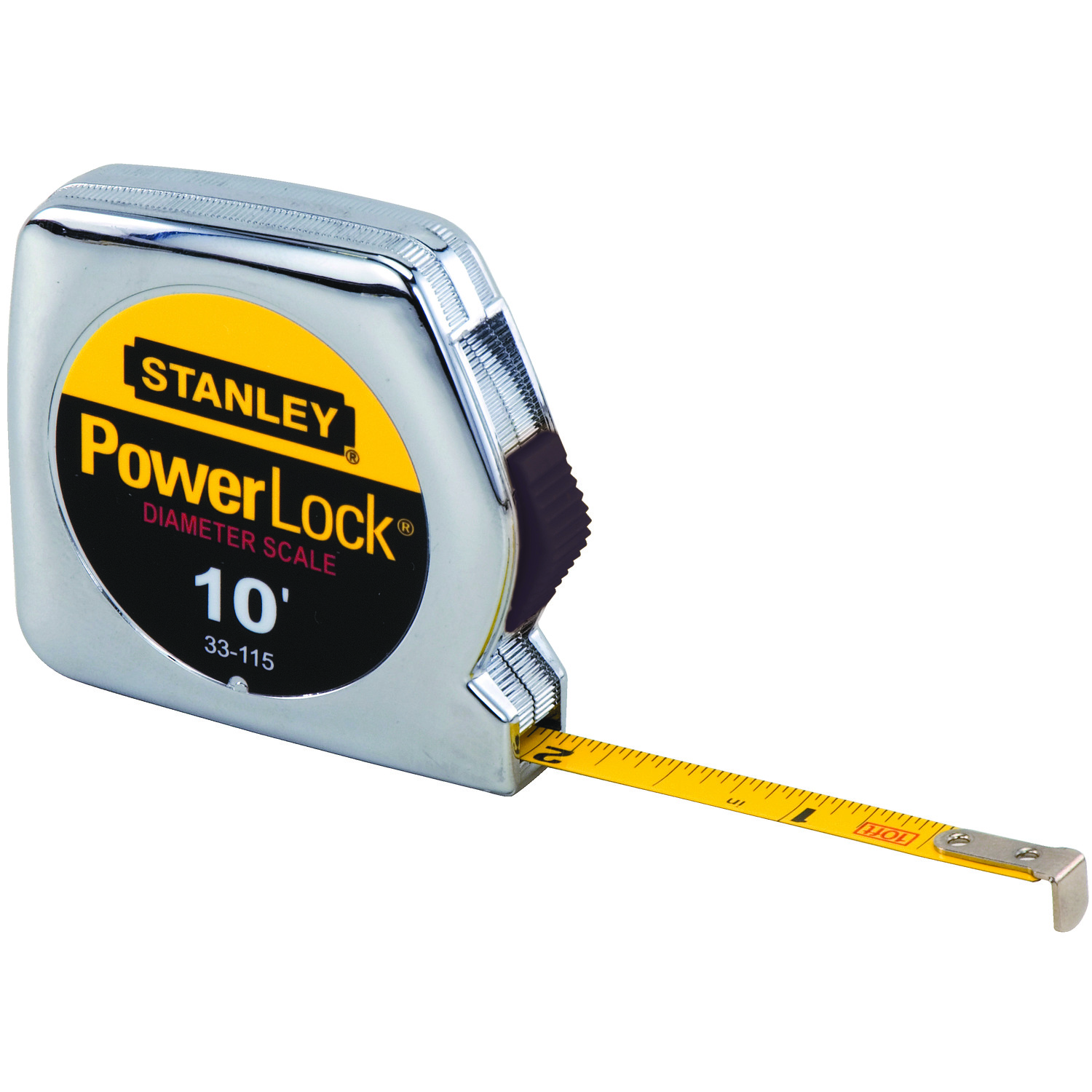 Stanley PowerLock 33-115 Pocket Tape Rule, 10 ft L x 1/4 in W Blade, Steel Blade, Imperial Measuring System, 1/64ths Graduation - Measuring Tapes