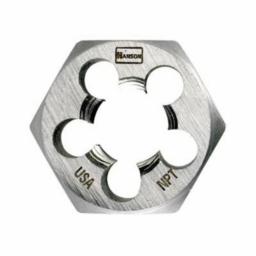 Irwin Hanson 6703 Flat Hexagon Taper Pipe Die, 1/4-18 Thread NPT Thread, 3/8 in THK, 1.137 in OD Die, High Carbon Steel - Pipe Dies