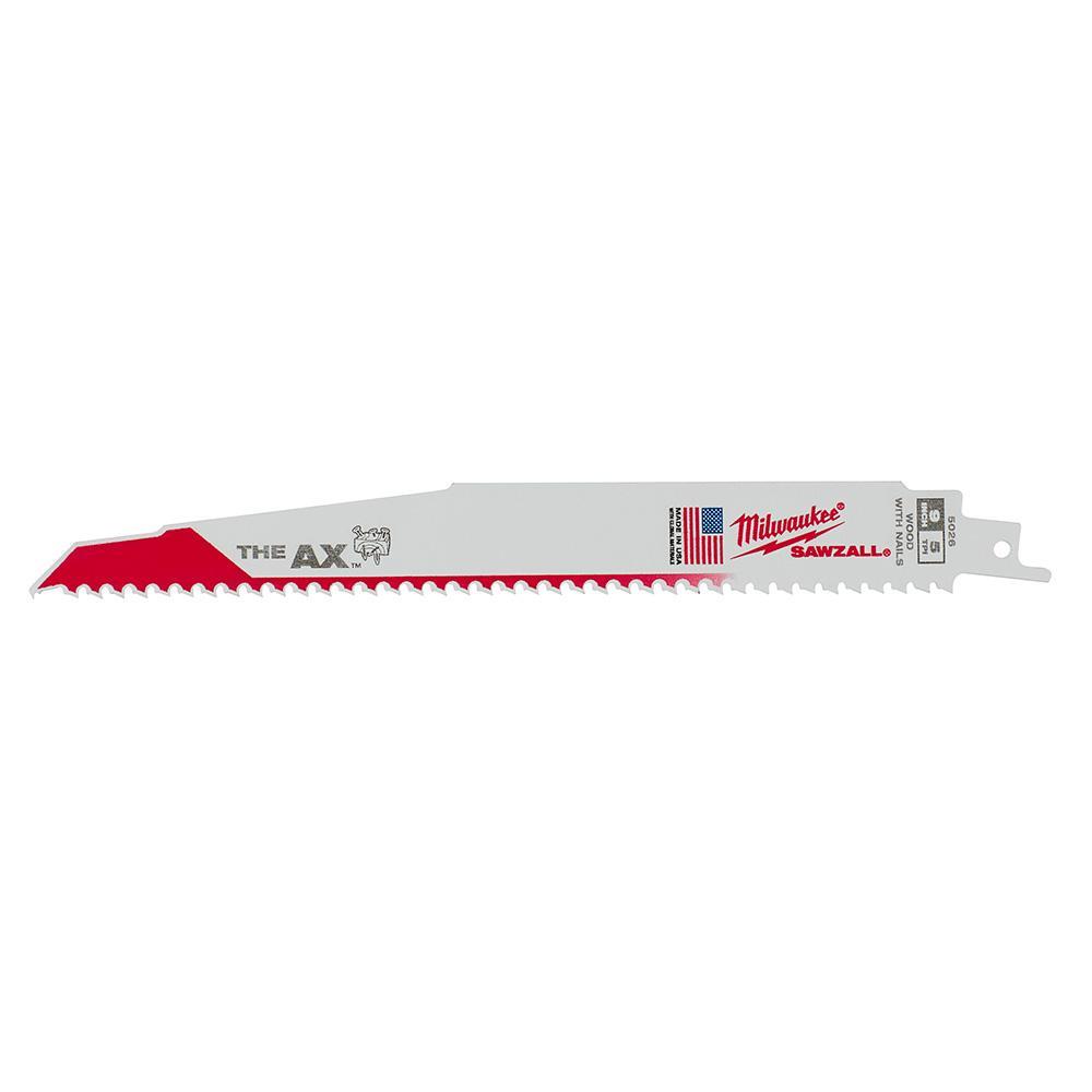 Milwaukee SAWZALL 48-00-8026 Tapered Back Reciprocating Saw Blade, 9 in L x 1 in W, 5 TPI, Bi-Metal Body, Universal/Toothed Edge Tang - Reciprocating Saw Blades