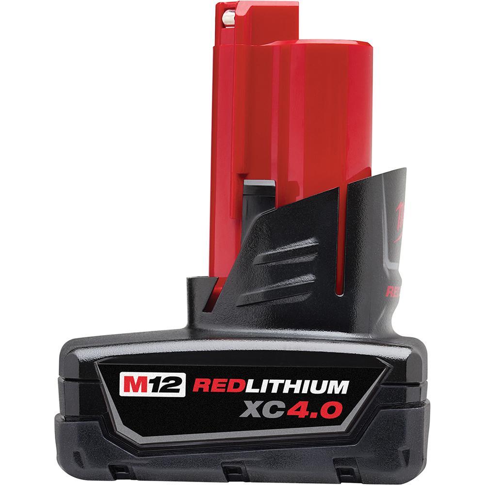 Milwaukee M12 REDLITHIUM 48-11-2440 Rechargeable Cordless Battery Pack, 4 Ah Li-Ion Battery, 12 VDC Charge, For Use With M12 Cordless Power Tool - Cordless Tool Batteries