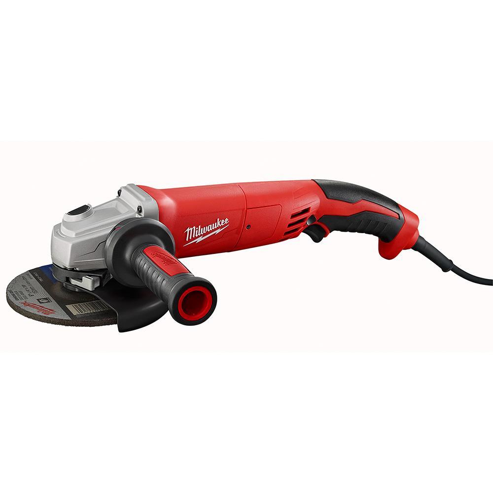 Milwaukee 6124-31 Double Insulated Small Angle Grinder, 5 in Dia Wheel, 5/8-11 Arbor/Shank, 120 VAC, Black/Red - Electric Angle Grinders
