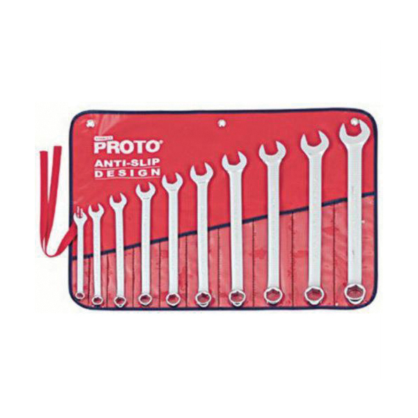 Proto TorquePlus J1200GASD Anti-Slip Design Combination Wrench Set, Imperial, 10 Pieces, 7/16 to 1 in, Satin - Wrench Sets