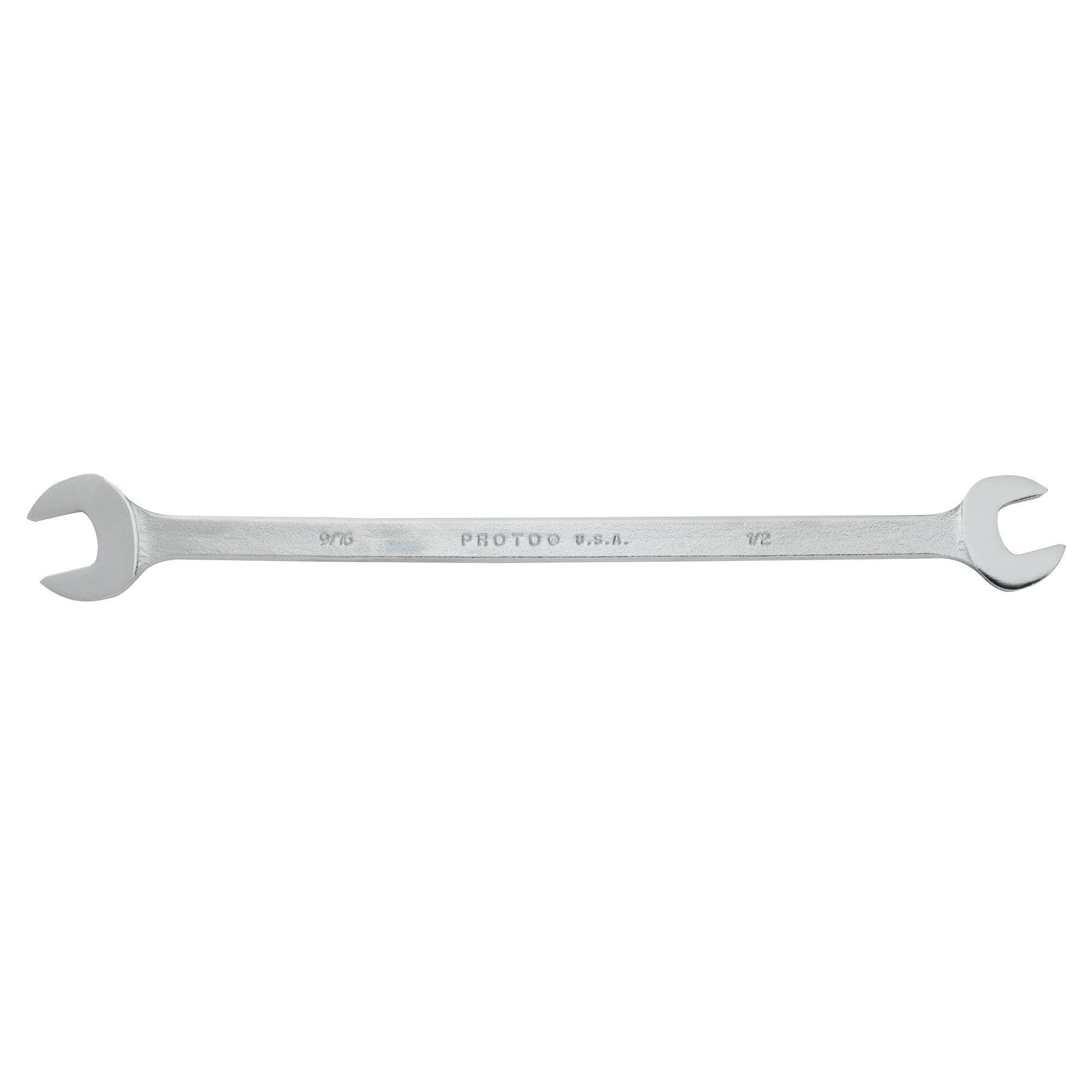 Proto J3430 Extra Thin Open End Wrench, 9/16 x 5/8 in Wrench, Angled/Double Head, 10 in L, Alloy Steel, Satin - Open End Wrenches