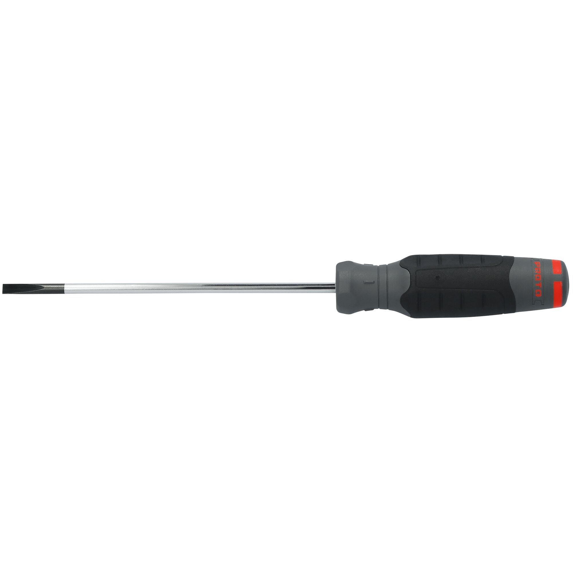 Proto JC31606RF Screwdriver, 3/16 in Point Slotted Point, Alloy Steel Shank, 10-1/4 in OAL, Nylon Handle, Black Oxide/Chrome - Standard Screwdrivers