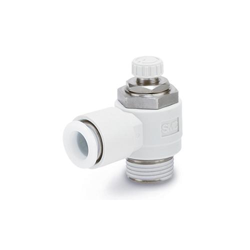 SMC AS3201F-N03-11S Elbow Valve, 3/8 Port, +0.1 to +1 MPa Pressure, Brass/PBT Body - Pneumatic Speciality Valves