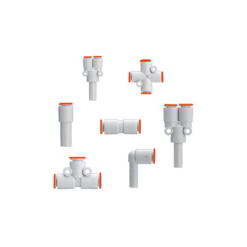 SMC KQ2L03-07A KQ2 Reducer One-Touch Fittings, 5/32 x 1/4 in Nominal, Push-In End Style, Resin - Pneumatic Elbows