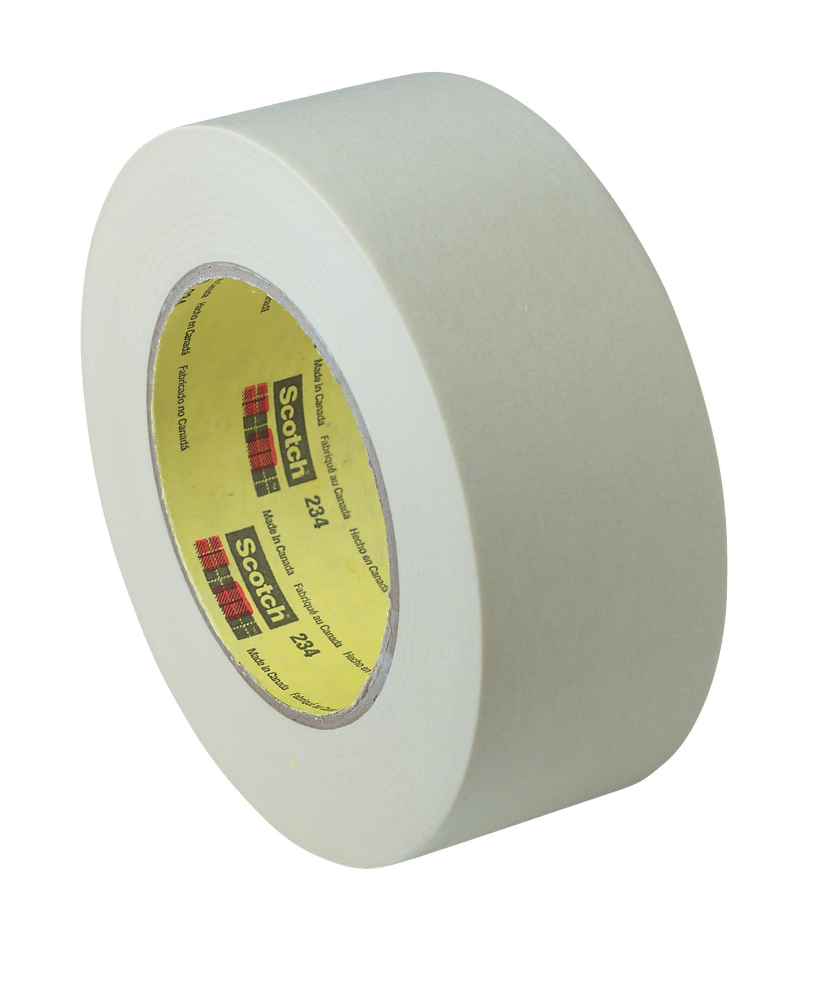 3M 7000143654 234 General Purpose Tape, 60.14 yd L 0.71 in W, 5.9 mil THK, Rubber Adhesive, Crepe Paper Backing - Masking Tapes